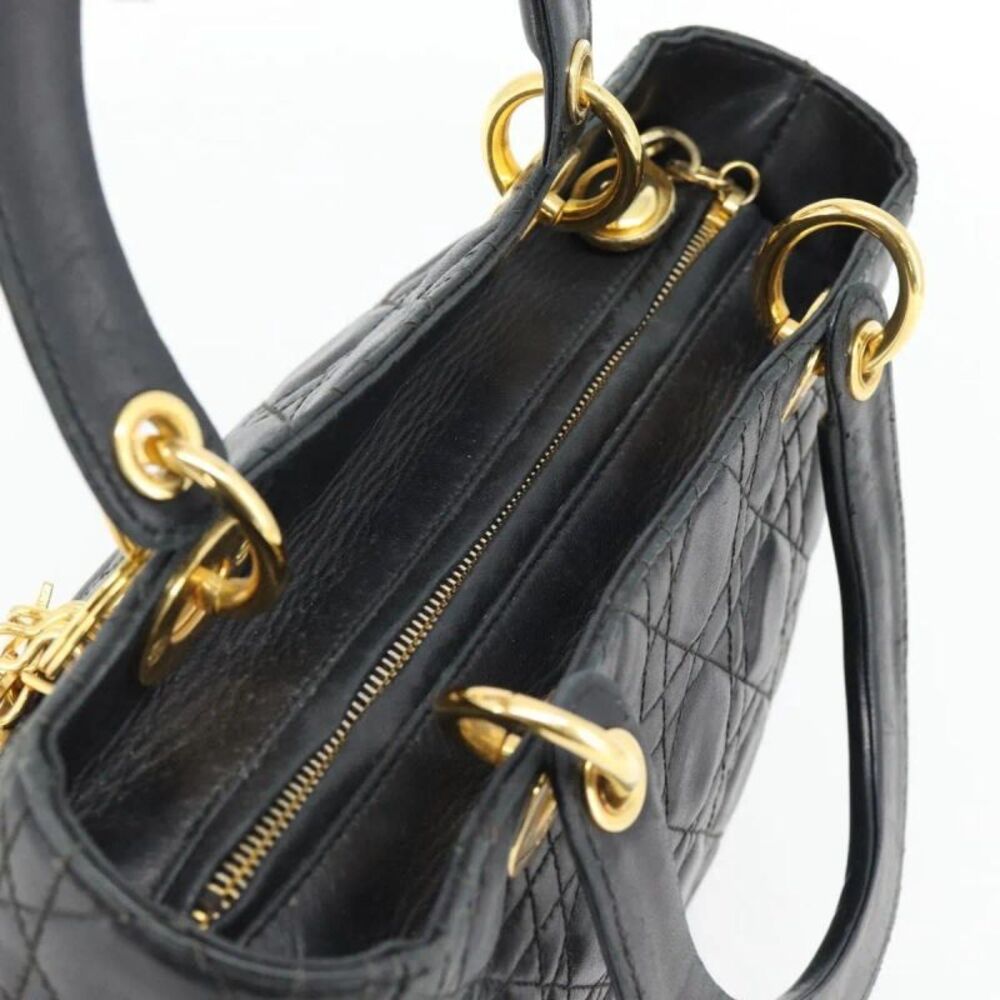 Christian Dior Vintage Lady Dior Cannage Quilt Lambskin Black Leather Handbag - Picture 16 of 16